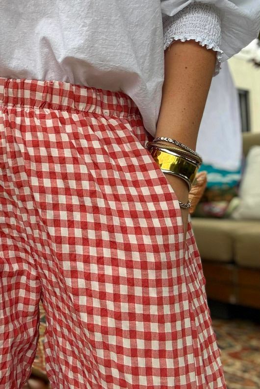 Nonni Gingham 7/8 Barrel Pant Jam